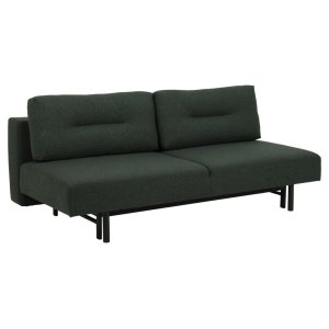 ACT NORDIC Malling bddsoffa, med utdragbar sng och 2 kuddar - grnt tyg och svart stl