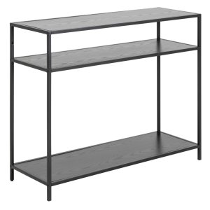 ACT NORDIC Seaford konsolbord, w. 2 hyllplan - svart askmelamin och svart stl (100x35)