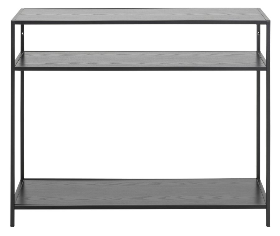 ACT NORDIC Seaford Konsolentisch, mit 2 Regalen – Melamin aus schwarzer Esche und schwarzer Stahl (100 x 35)
