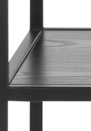 ACT NORDIC Seaford Konsolentisch, mit 2 Regalen – Melamin aus schwarzer Esche und schwarzer Stahl (100 x 35)