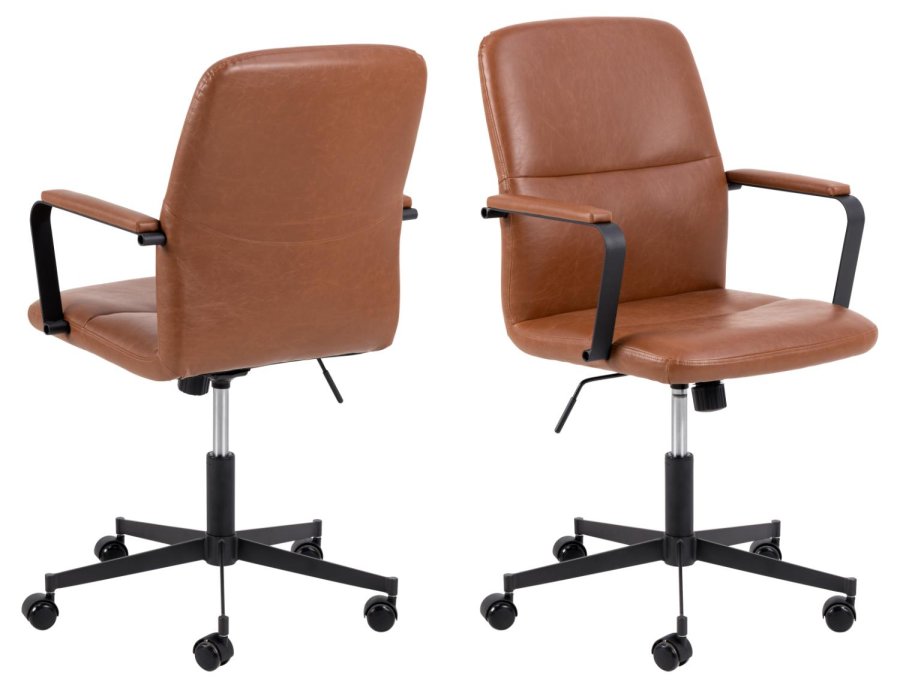 ACT NORDIC Flora Skrivebordsstol, brun, skinn (kunstskinn)