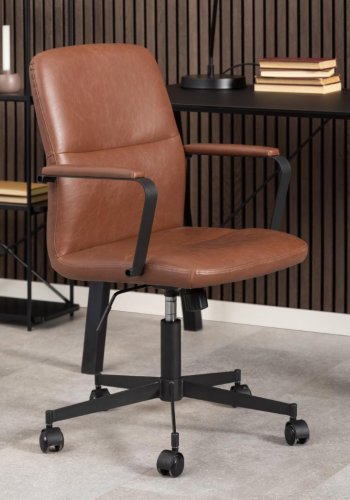 ACT NORDIC Flora Skrivebordsstol, brun, skinn (kunstskinn)