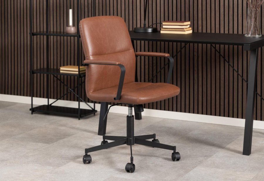 ACT NORDIC Flora Skrivebordsstol, brun, skinn (kunstskinn)