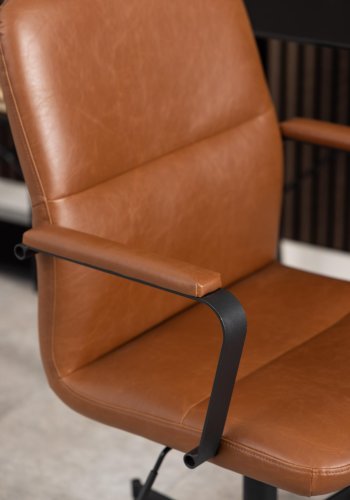 ACT NORDIC Flora Skrivebordsstol, brun, skinn (kunstskinn)