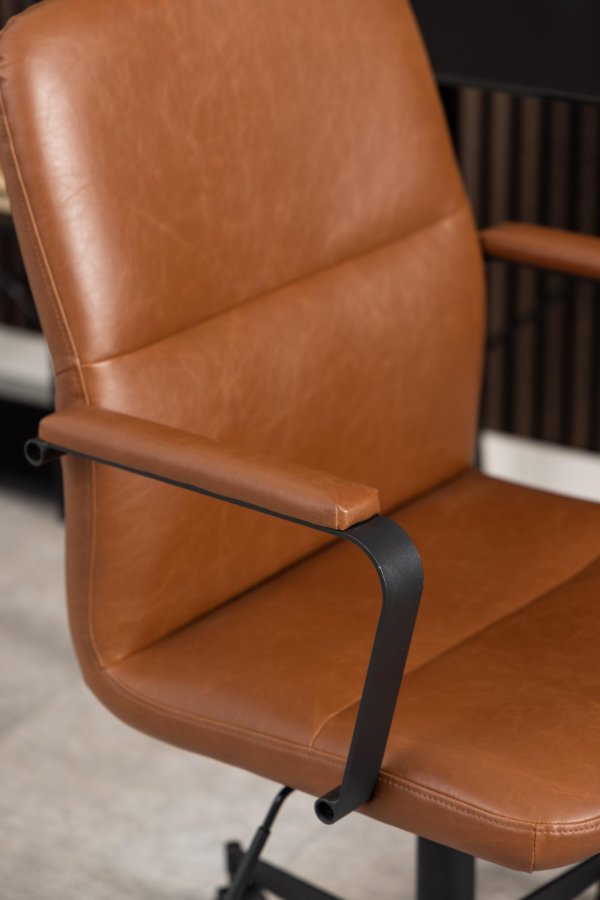 ACT NORDIC Flora Skrivebordsstol, brun, skinn (kunstskinn)