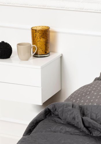 ACT NORDIC Avignon Wandnachttisch, mit 2 Schubladen - weißes MDF (37x32)
