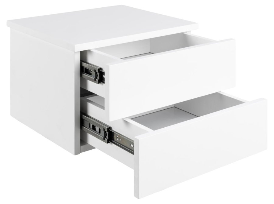 ACT NORDIC Avignon Wandnachttisch, mit 2 Schubladen - weißes MDF (37x32)