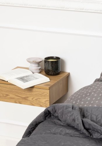 ACT NORDIC Avignon Wand-Nachttisch, mit 1 Schublade - MDF-Papier in natürlicher Wildeiche (37x32)