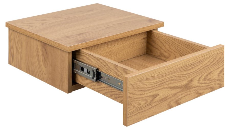 ACT NORDIC Avignon Wand-Nachttisch, mit 1 Schublade - MDF-Papier in natürlicher Wildeiche (37x32)
