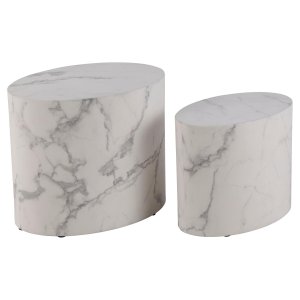 ACT NORDIC Mice sofabord, oval - hvid Carrara papir med marmormnster (st af 2)