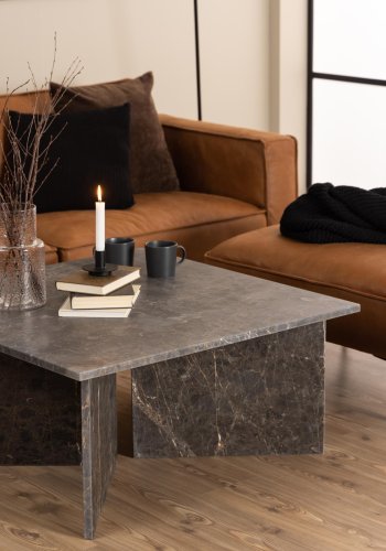 ACT NORDIC Vega sofabord, kvadratisk - brun marmor (90x90)