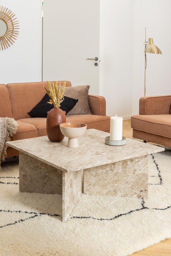 ACT NORDIC Vega sofabord, kvadratisk - brun marmor (90x90)