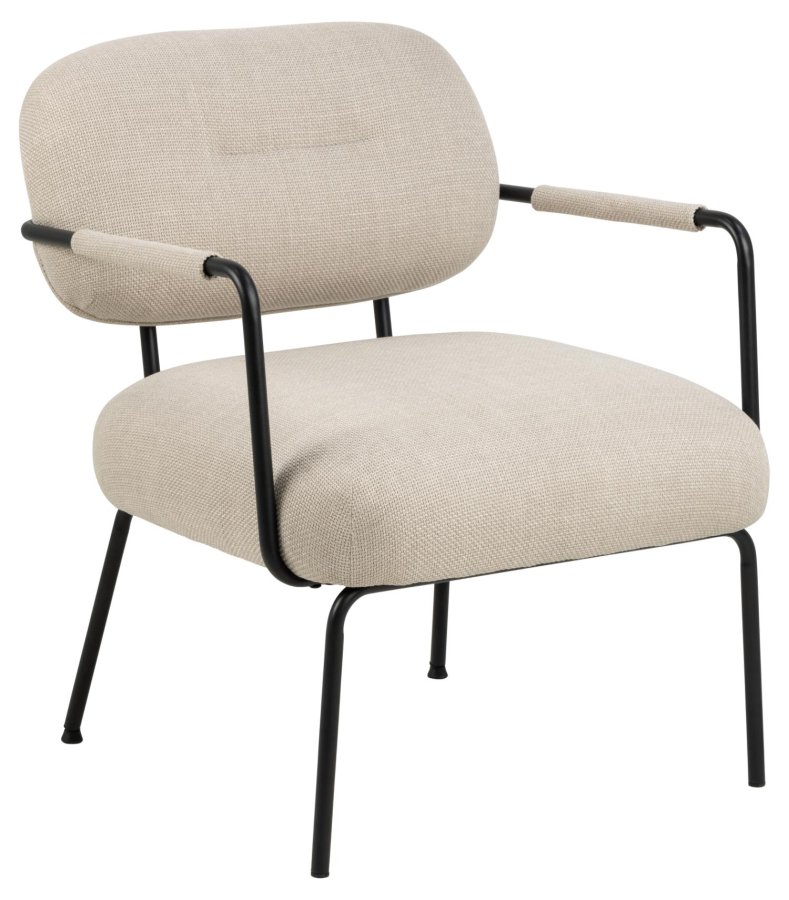 ACT NORDIC Dillon loungestol, m. armln - beige stof og sort stl