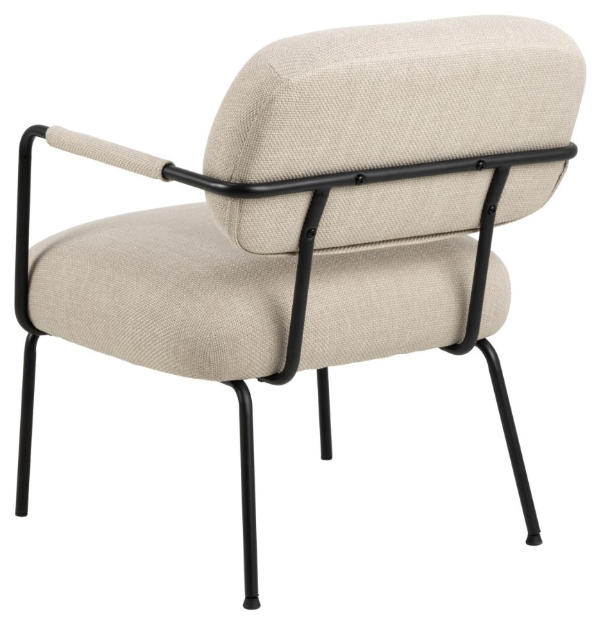 ACT NORDIC Dillon loungestol, m. armln - beige stof og sort stl