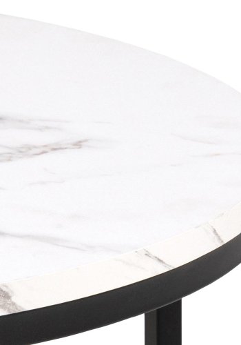 ACT NORDIC Spiro Couchtisch, rund – weißes Melamin mit Marmormuster und schwarzer Stahl (80)