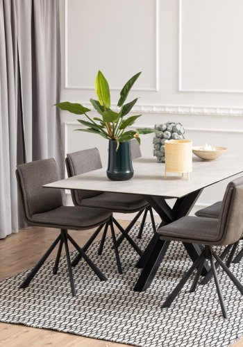 ACT NORDIC Heaven spisebord, rektangulrt - gr keramikk og sort stl (200x100)