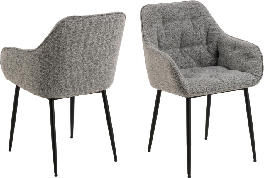 ACT NORDIC Brooke matbordsstol, med armstöd - grtt tyg och svart stl