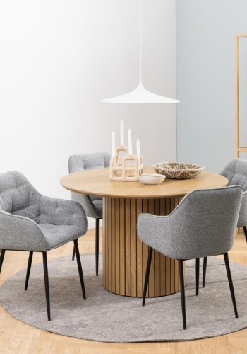 ACT NORDIC Brooke matbordsstol, med armstöd - grtt tyg och svart stl