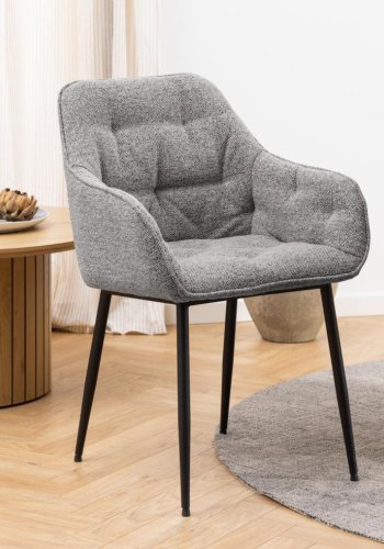 ACT NORDIC Brooke matbordsstol, med armstöd - grtt tyg och svart stl