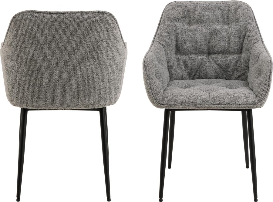 ACT NORDIC Brooke matbordsstol, med armstöd - grtt tyg och svart stl