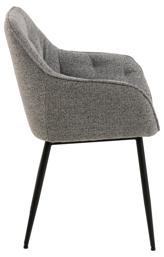 ACT NORDIC Brooke matbordsstol, med armstöd - grtt tyg och svart stl