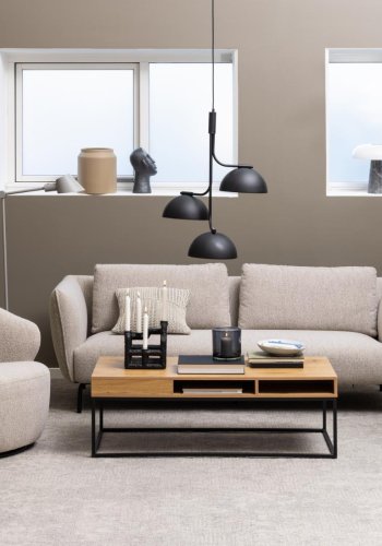 ACT NORDIC Westport snurrstol, med armstöd och vridbar - beige tyg och svart stl