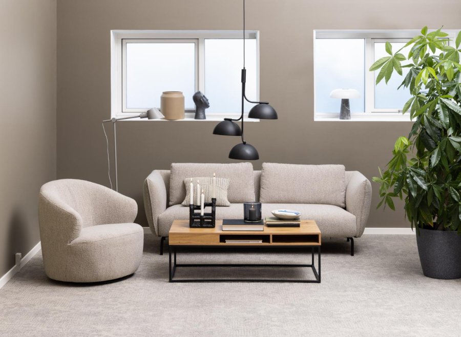 ACT NORDIC Westport snurrstol, med armstöd och vridbar - beige tyg och svart stl