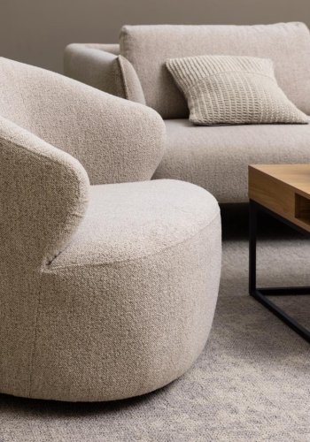 ACT NORDIC Westport snurrstol, med armstöd och vridbar - beige tyg och svart stl