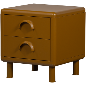 WOOOD Rune natbord, m. 2 skuffer - honninggul metal (42x42)