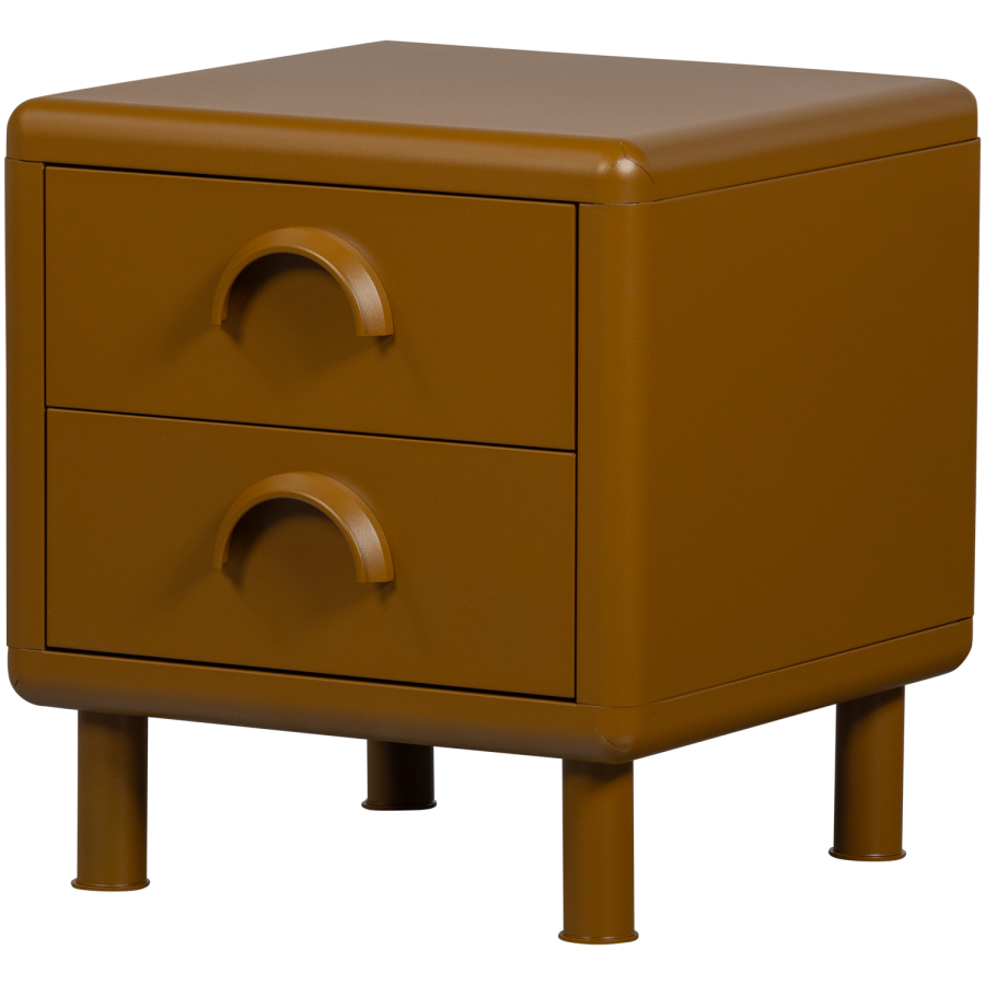 WOOOD Rune natbord, m. 2 skuffer - honninggul metal (42x42)