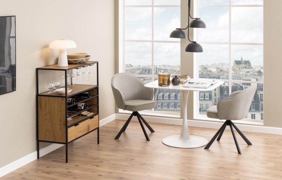 ACT NORDIC Malta spisebord, kvadratisk - hvid Unico keramik og hvid stl (90x90)