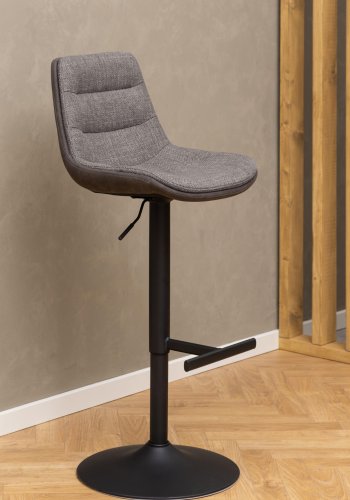 ACT NORDIC Adisa barstol, m. rygln, drejefunktion, gaspatron - grbrun stof og sort stl