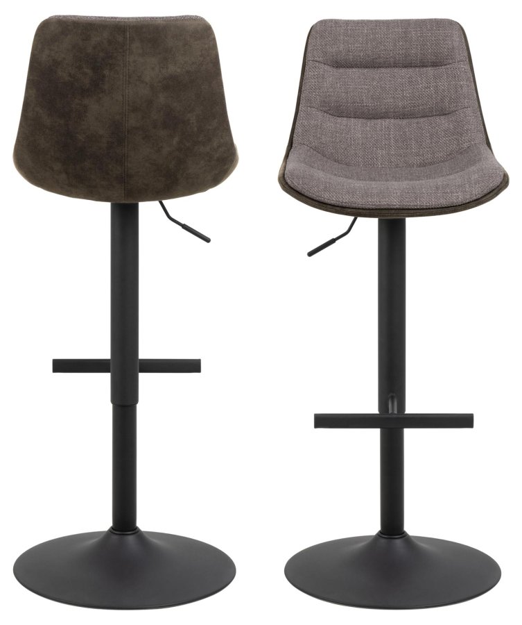 ACT NORDIC Adisa barstol, m. rygln, drejefunktion, gaspatron - grbrun stof og sort stl