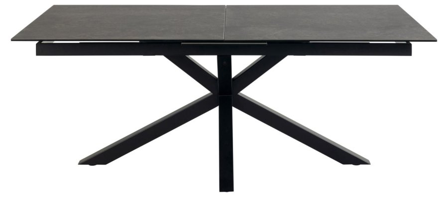 ACT NORDIC Heaven Esstisch, mit 1 Einlegeplatte - schwarze Keramik/Glas und schwarzer Stahl (200/240x100)