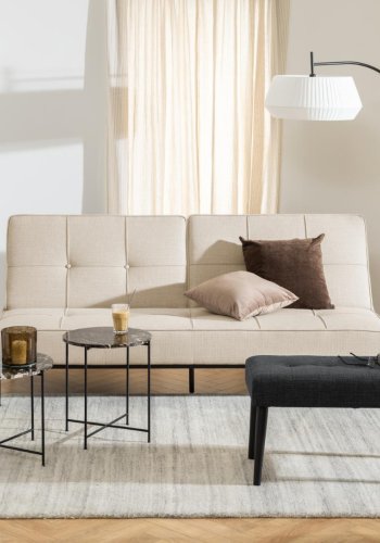 ACT NORDIC Perugia bäddsoffa - beige tyg och svart stl