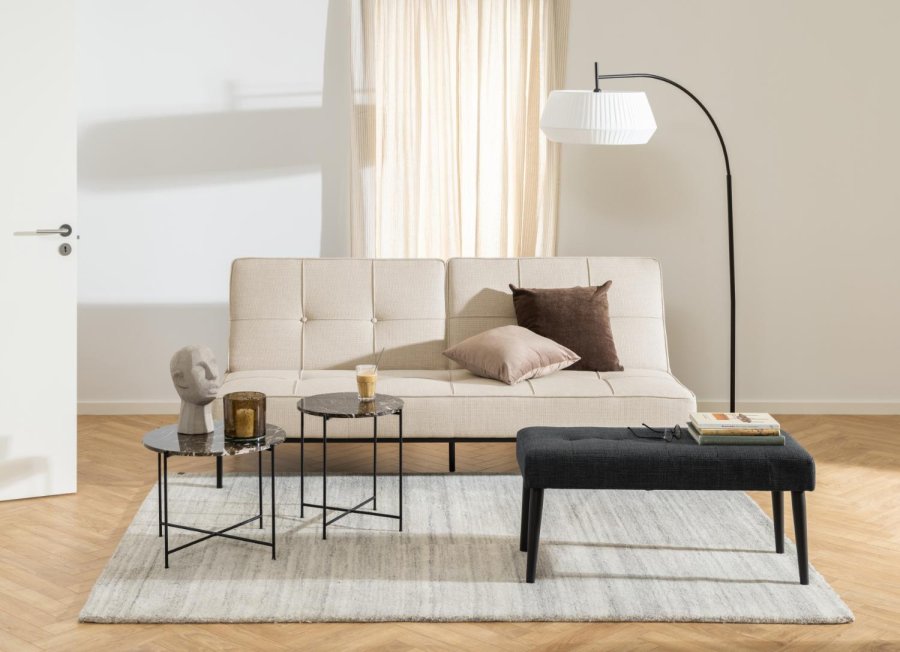 ACT NORDIC Perugia bäddsoffa - beige tyg och svart stl