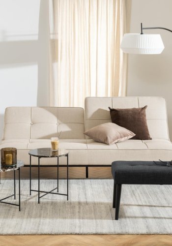 ACT NORDIC Perugia bäddsoffa - beige tyg och svart stl