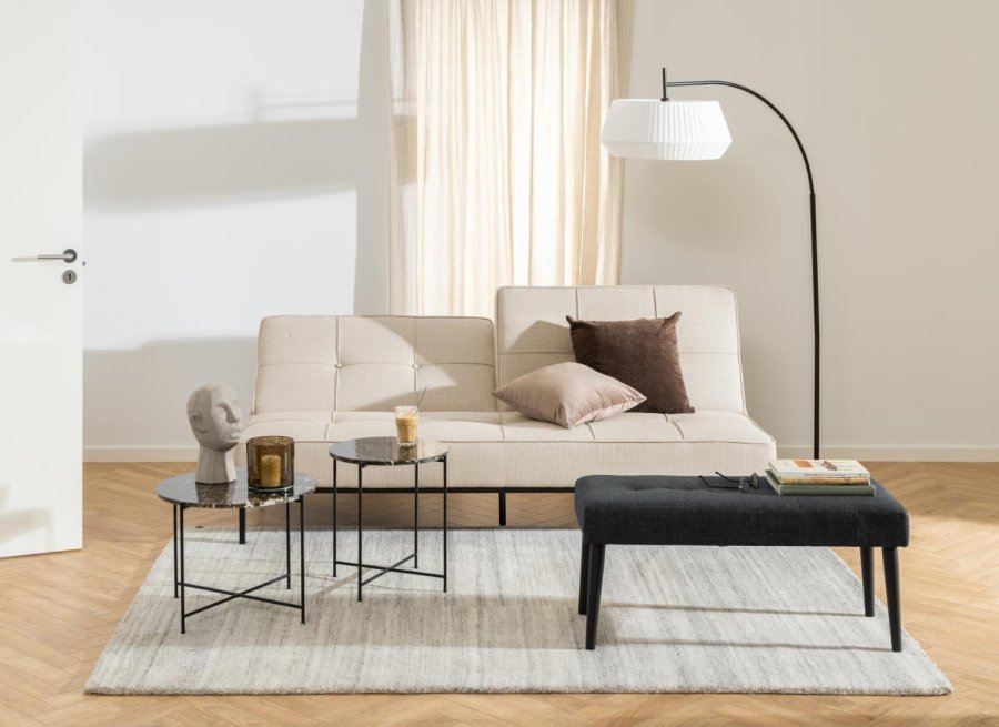 ACT NORDIC Perugia bäddsoffa - beige tyg och svart stl