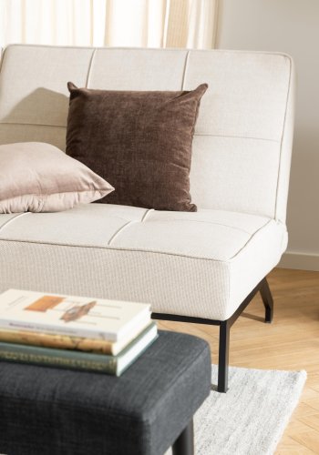 ACT NORDIC Perugia bäddsoffa - beige tyg och svart stl
