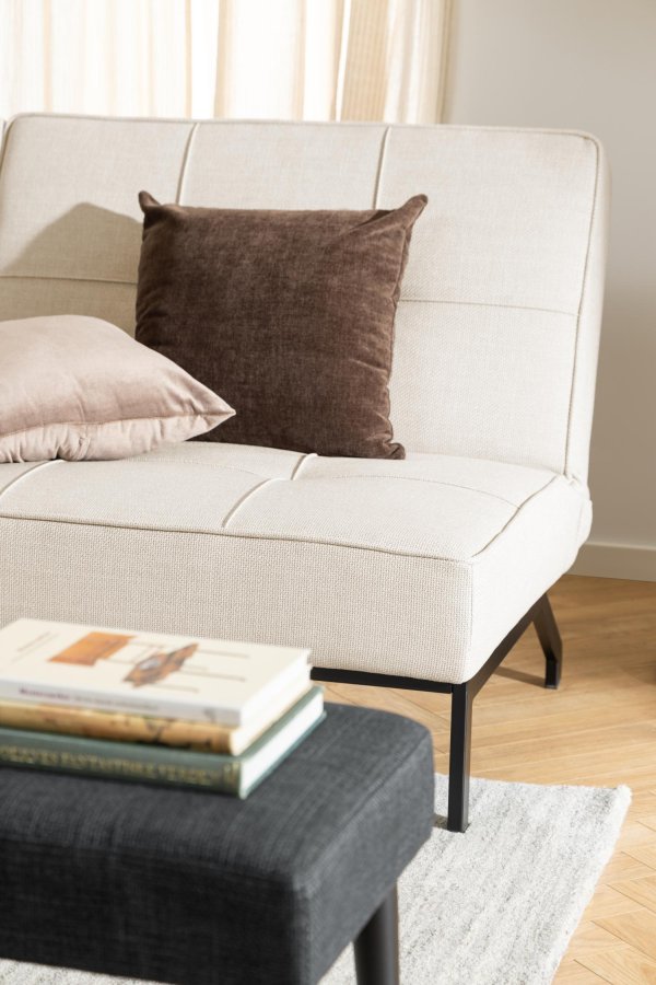 ACT NORDIC Perugia bäddsoffa - beige tyg och svart stl