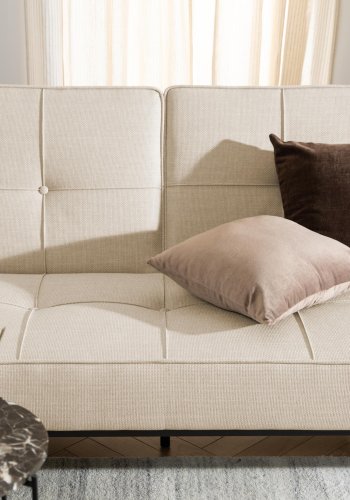 ACT NORDIC Perugia bäddsoffa - beige tyg och svart stl