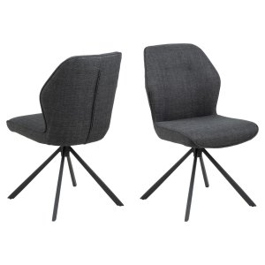 ACT NORDIC Aura spisebordsstol, m. drejefunktion - mrkegr stof og sort stl