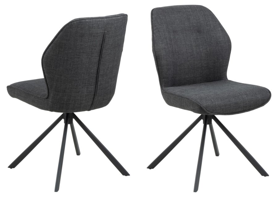 ACT NORDIC Aura spisebordsstol, m. drejefunktion - mrkegr stof og sort stl