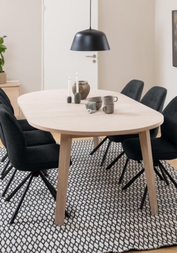 ACT NORDIC Aura spisebordsstol, m. drejefunktion - mrkegr stof og sort stl