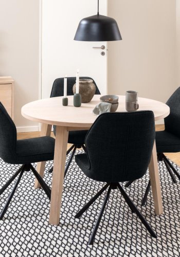 ACT NORDIC Aura spisebordsstol, m. drejefunktion - mrkegr stof og sort stl