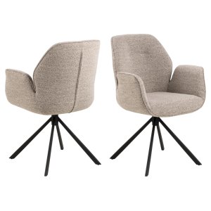 ACT NORDIC Aura spisebordsstol, m. armln og drejefunktion - beige stof og sort stl