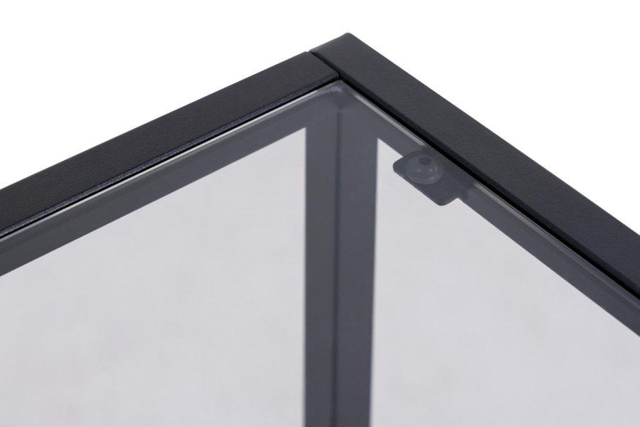 ACT NORDIC Randolf natbord, m. 1 hylde og 1 skuffe - rg glas, sort ask melamin, sort stl (40x35)