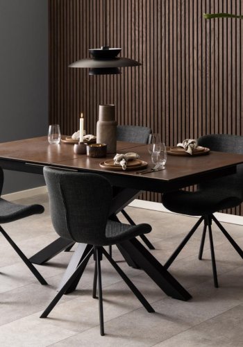 ACT NORDIC Heaven spisebord, m. 1 tilleggsplate - rustbrun keramikk|glass og svart stl (168/210x90)