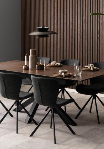 ACT NORDIC Heaven spisebord, m. 1 tilleggsplate - rustbrun keramikk|glass og svart stl (168/210x90)