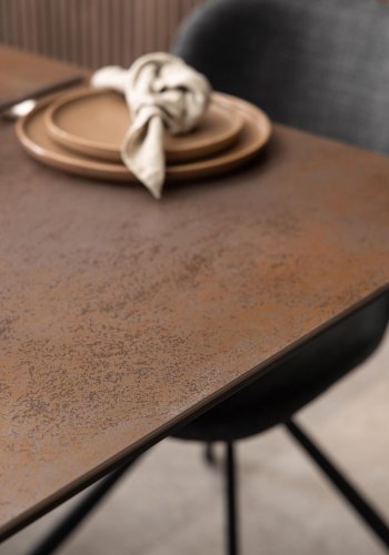 ACT NORDIC Heaven spisebord, m. 1 tilleggsplate - rustbrun keramikk|glass og svart stl (168/210x90)